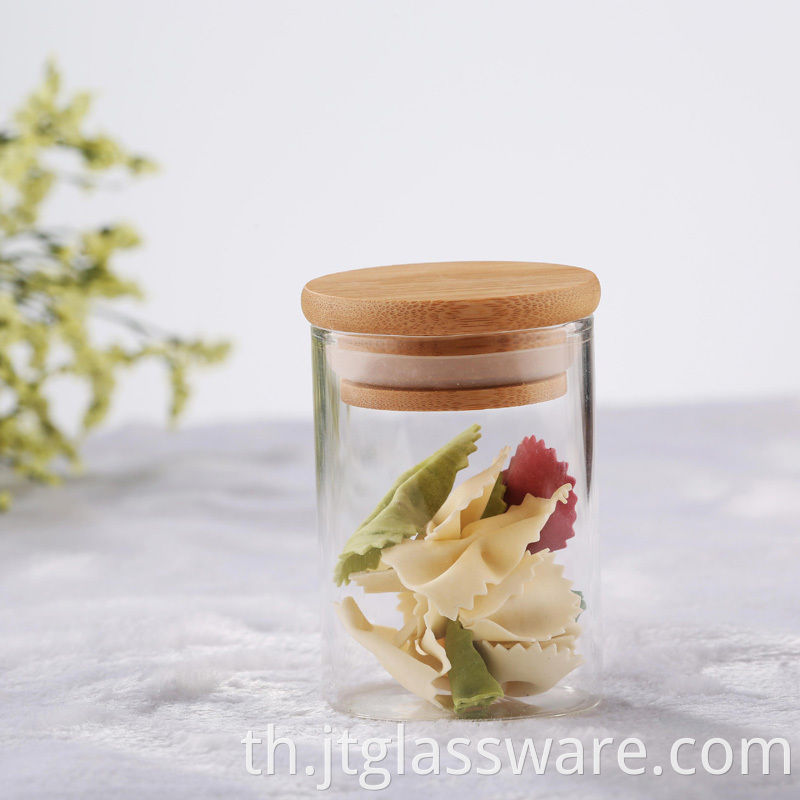 Round Glass Jar Bamboo Lid